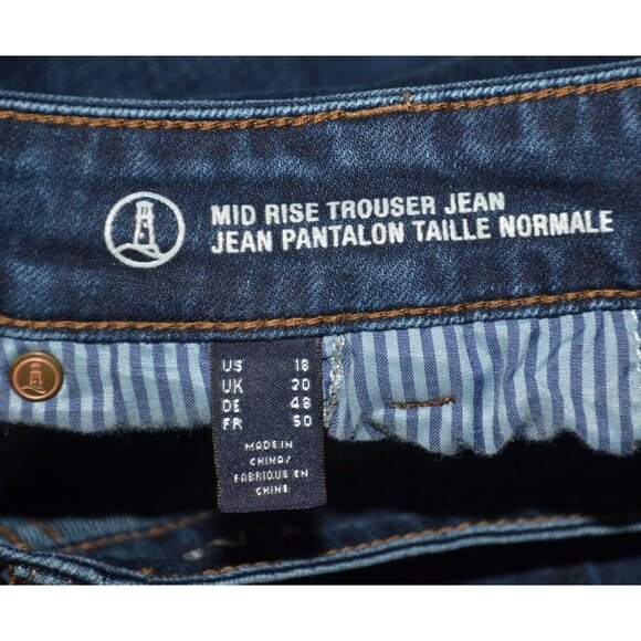 Lands' End Mid Rise Trouser Jeans Women Plus Size 18 Blue Stretch Denim 40X30 - Picture 9 of 11